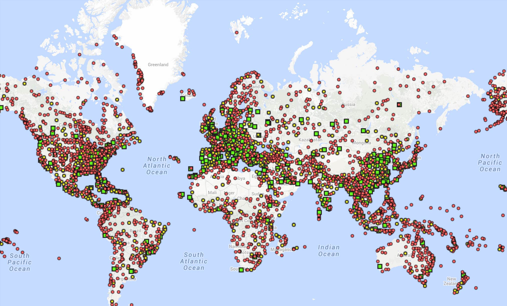 Карта крупных аэропортов. Крупнейшие аэропорты на карте.